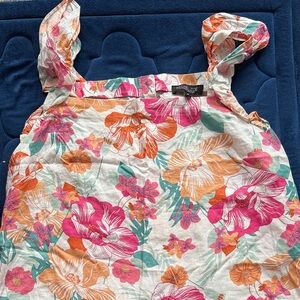 Rachel Zoe Floral Sleeveless Top with Pink and Orange Flowers